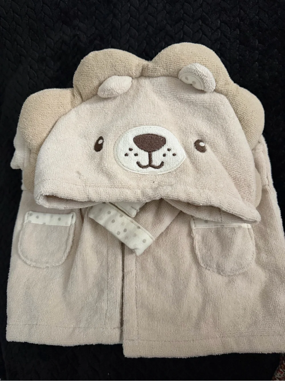 Cream Bear Hooded baby bath Robe